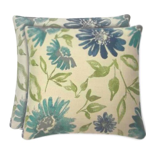 Sunbrella 2-Pack Sunbrella Violetta Baltic Floral Square Throw Outdoor Decorative Pillow in the ...