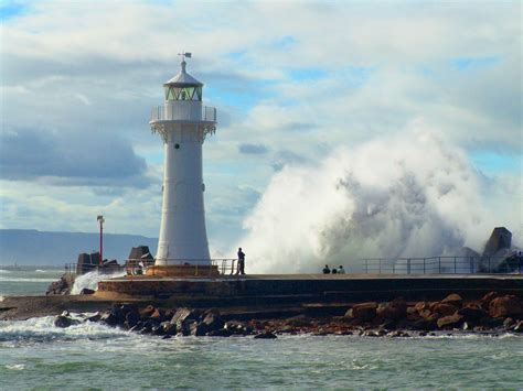 The breakwater lighthouse Wollongong Harbour NSW Australia. Built 1872 ...