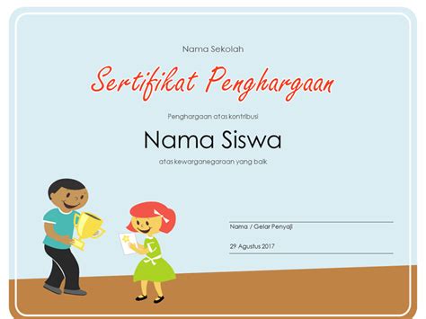 Contoh Piala Siswa Berprestasi Contoh Piagam Penghargaan Juara Kelas | The Best Porn Website