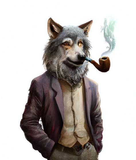 Wolf Smoking A Pipe Digital Art by StellArt Studio - Pixels