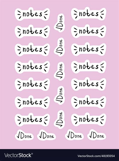 Text notes and done with a tick lettering Vector Image