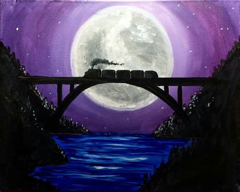 Midnight train | Painting inspiration, Night painting, Art painting