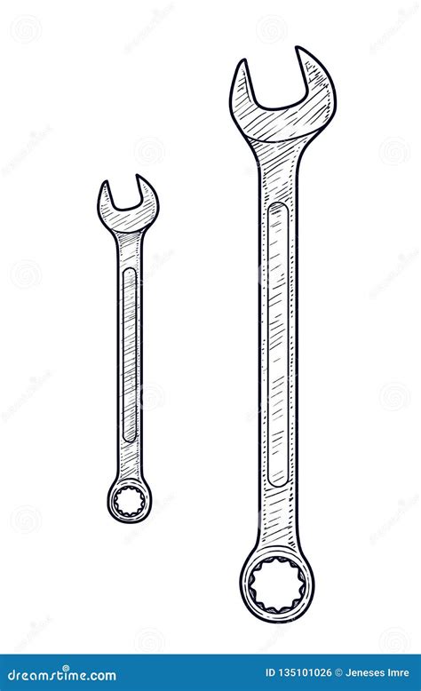 Wrench Illustration, Drawing, Engraving, Ink, Line Art, Vector Stock Vector - Illustration of ...