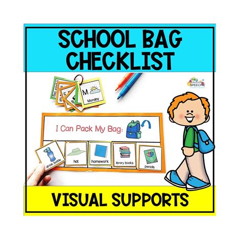 SCHOOL BAG Checklist Visual Supports, Life Skills, School Bag ...