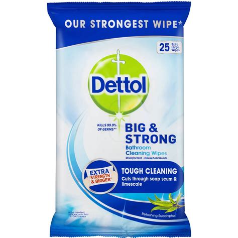 Dettol Big And Strong Bathroom Cleaning Wipes Eucalyptus 25 Pack ...