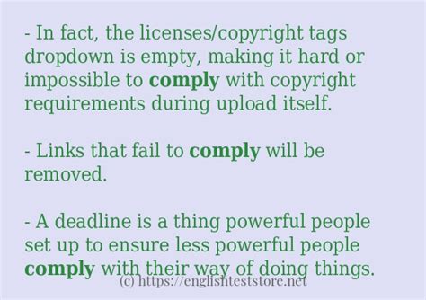 In sentence examples of "comply" - EnglishTestStore Blog