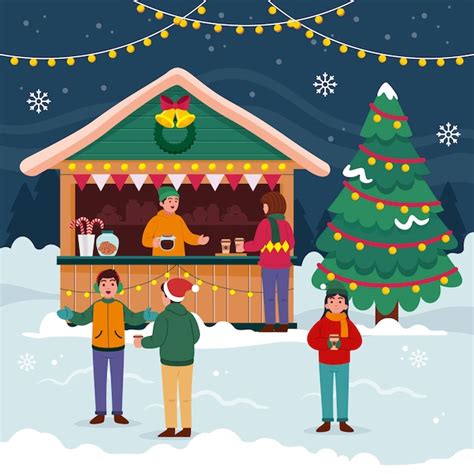 Free Vector | Flat christmas market illustration