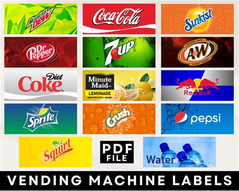 Vending Machine Labels Soft Drinks Vending Machine Labels - Etsy