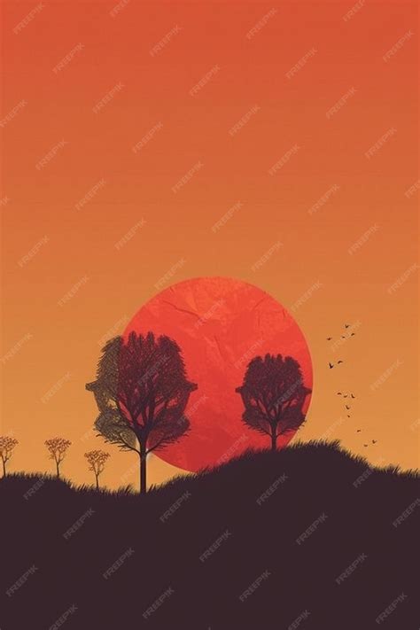 Premium AI Image | A poster for a sunset with a tree silhouette in the ...