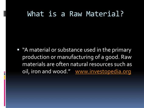 Raw Materials Definition