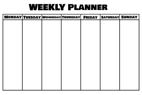 Blank weekly planner.Calendar template.Schedule for planning for the ...