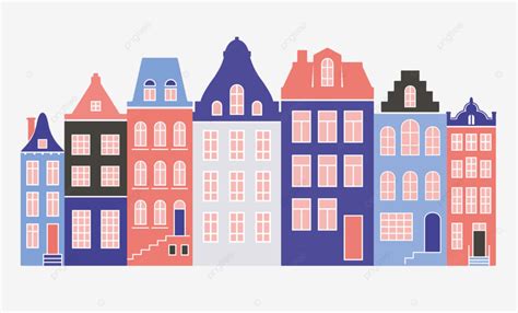 Amsterdam Houses Vector Art PNG, Row Of Amsterdam Style Houses, Home ...