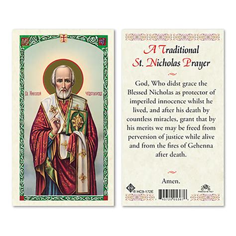 LAMINATED HOLY CARD - SAINT NICHOLAS | EWTN Religious Catalogue