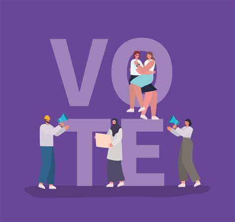 Cartoon people with vote lettering for elections day 2088934 Vector Art at Vecteezy