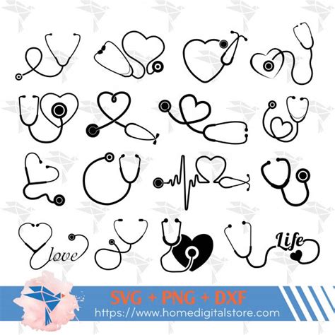 Stethoscope Silhouette SVG, PNG, DXF