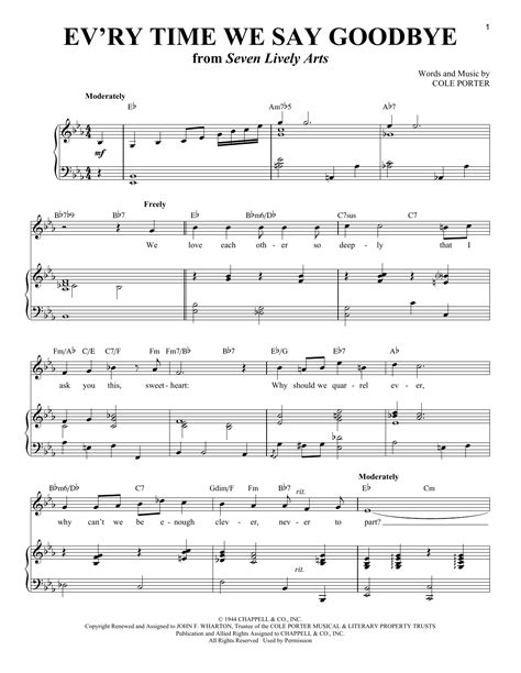 Ev'ry Time We Say Goodbye by Various Sheet Music for Piano & Vocal at Sheet Music Direct