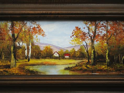 Vintage Landscape Painting, Framed Original Fine Art, Fall, Four Seasons