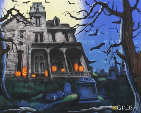 Haunted House Pop-Up Drop Backdrop - Grosh Backdrops