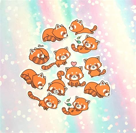 30 Pack Paper Kawaii Red Panda Animal Stickers SET 1 - Etsy UK