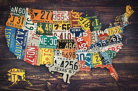 USA License Plates Map Art Print License Plates Poster | Etsy