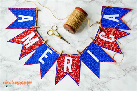 i should be mopping the floor: Free Blue and Red Bandana Banner Printable