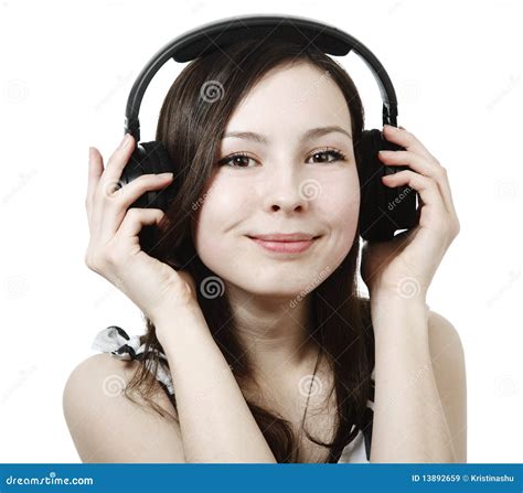 Girl Listening To Music On Headphones Royalty Free Stock Images - Image ...