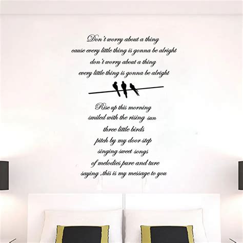 BOB MARLEY wall stickers ''Three Little Birds" Lyrics Vinyl Sticker Wall Art-in Wall Stickers ...