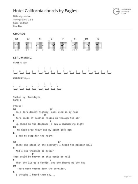 Hotel California | PDF | Song Structure