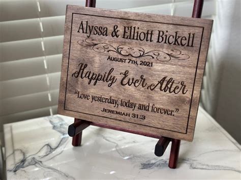 Wedding Gift Custom Plaque Sign Unique Laser Engraved Name Verse Saying Quote Married ...