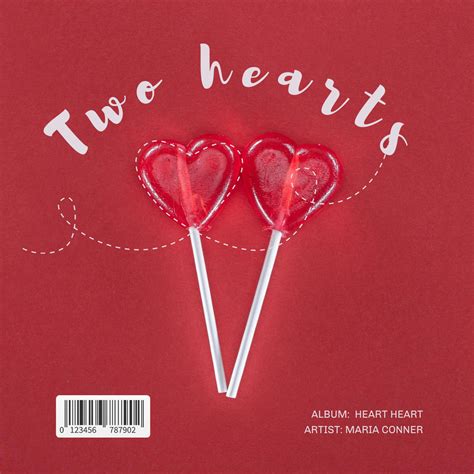 Heart shaped lollipops on red Online Album Cover Template - VistaCreate