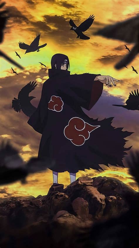 Download Akatsuki Itachi On Rocky Area Wallpaper | Wallpapers.com