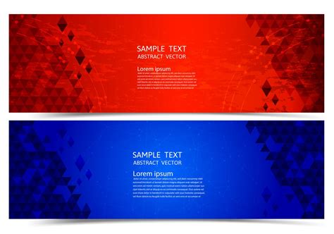 Banner red and blue color geometric abstract background, Vector illustration for your business ...