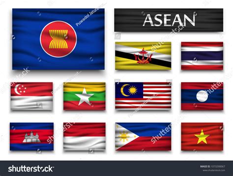 Flag Asean Association Southeast Asian Nations Stock Vector (Royalty ...