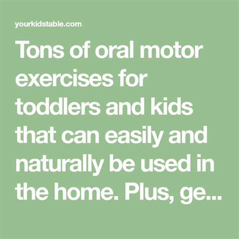 34 Oral Motor Exercises that You Never Knew You Needed | Oral motor, Oral, Exercise