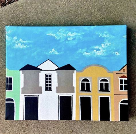 Wall Art Original Painting Canvas Small Town - Etsy