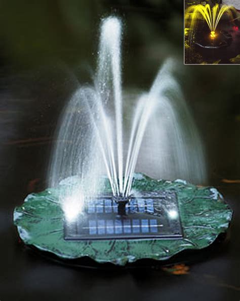 New Solar Powered Floating Lily Pond Fountain w LED | eBay