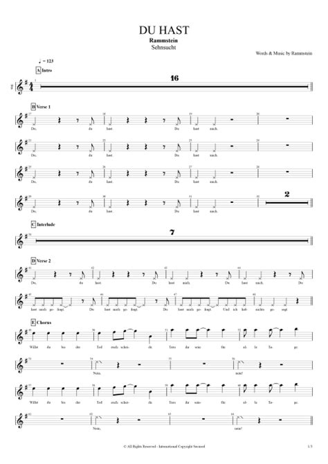 Du hast Tab by Rammstein (Guitar Pro) - Full Score | mySongBook