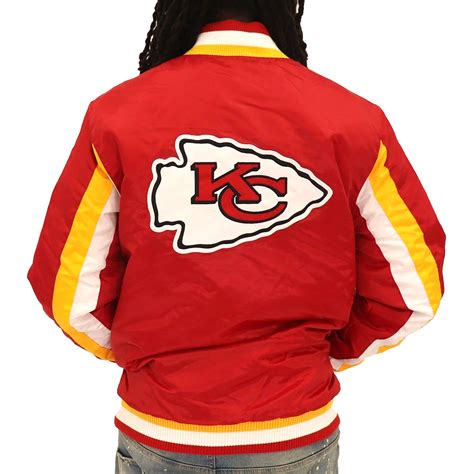 Full-Snap Kansas City Chiefs Varsity Red Satin Jacket - Jackets Masters