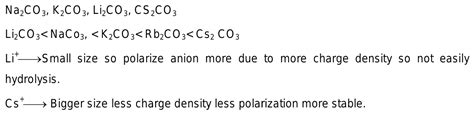 Order of solubility Na_2CO_3 k2co3 li2co3 cs2co