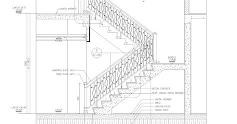 Teknik Sipil: Gambar Detail Tangga | Menggunakan AutoCAD | file dwg.