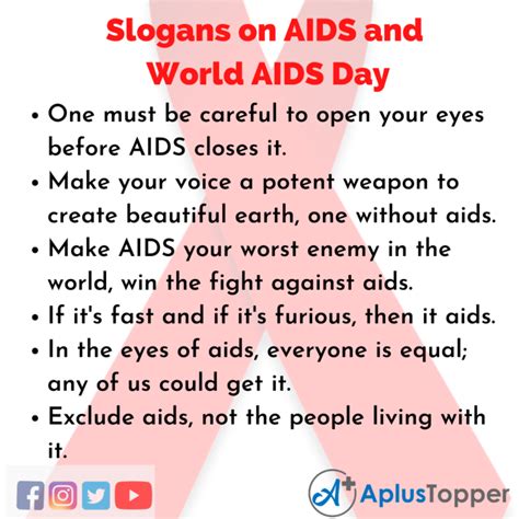 Slogans on AIDS and World AIDS Day | Awareness, Best, Unique and Catchy ...