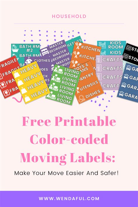 Free Printable Color-coded Moving Labels: Make Your Move Easier And Safer! | Wendaful Planning