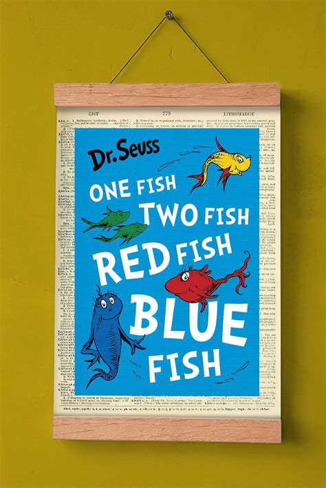 Printable Book Cover One Fish Two Fish by Dr.seuss, Literary Poster ...