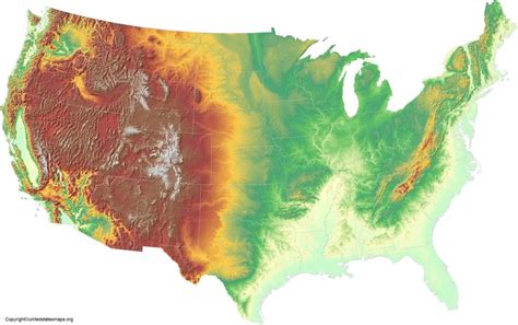 US Elevation Map | Elevation Map of USA with Key