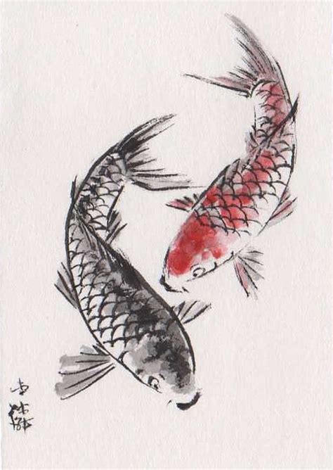 Lin Li's Chinese Art: October 2009 | Koi fish drawing, Fish drawings ...