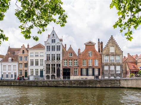 Row of Historic Gables of Houses on Spiegelrei Canal in Bruges, Belgium Stock Photo - Image of ...