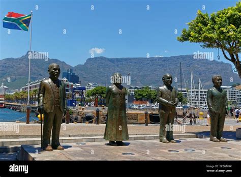 Cape Town, South Africa, Dec. 3, 2015. Statues of South African Nobel ...