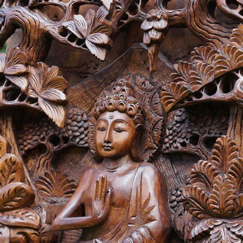 Carved Wooden Buddha Sculpture Wall Art Decorative Panel