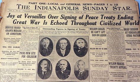 WWI - Newspaper Jun 29 1919 - TREATY OF VERSAILLES - Wilson Upbeat- Lodge Silent -- Antique ...