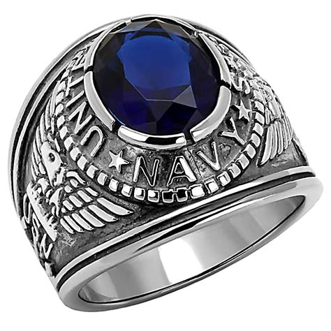 Navy: Mens US Navy Military Service Ring 316L Steel Anchors n Eagles - Trustmark Jewelers